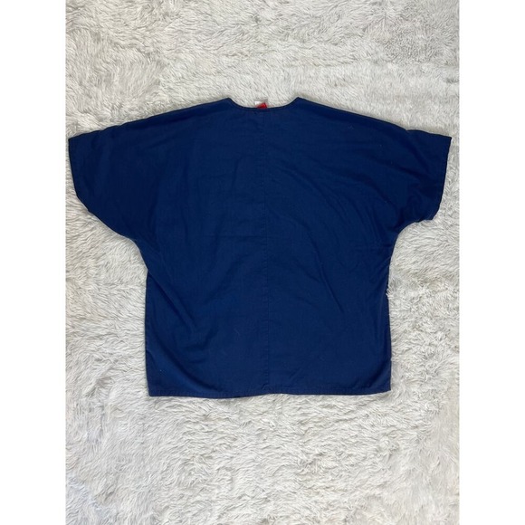 NY Giants V Neck Scrub Top Navy Blue Womens Size M Short Sleeve NFL - Picture 2 of 5